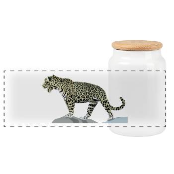 Jaguar - Panorama Keksdose mit Holzdeckel - Weiß - Vorne