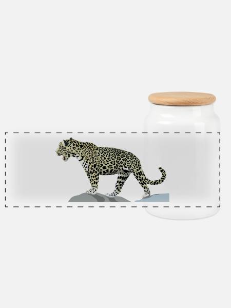 Jaguar - Panorama Keksdose mit Holzdeckel - Weiß