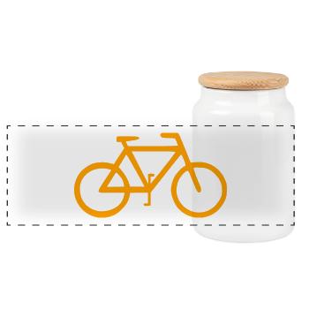 bicycle mountain bike cyclist mountain bike - Panoramic Cookie Jar with Wooden Lid - white - Front