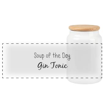 Soup of the Day black - Panoramic Cookie Jar with Wooden Lid - white - Front