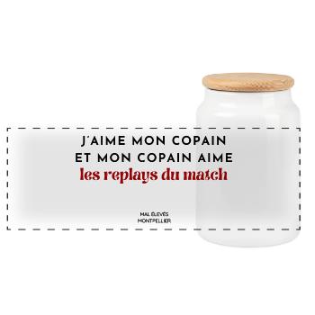 J'aime mon copain et mon copain aime les replays - Boîte à biscuits avec couvercle en bois - blanc - Devant