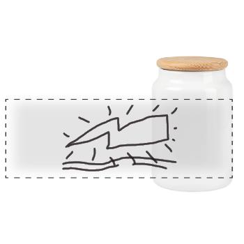 Abstract Blade Line - Panoramic Cookie Jar with Wooden Lid - white - Front