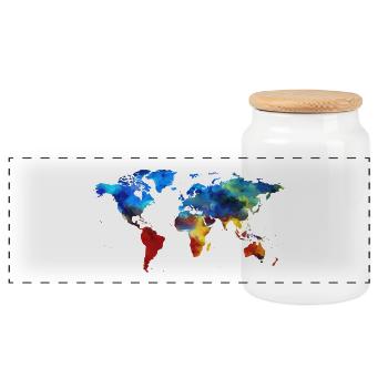 Colorful world! - Panoramic Cookie Jar with Wooden Lid - white - Front