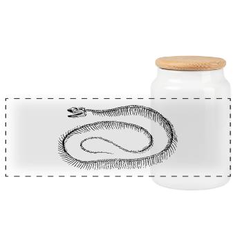 Snake skeleton - Panoramic Cookie Jar with Wooden Lid - white - Front