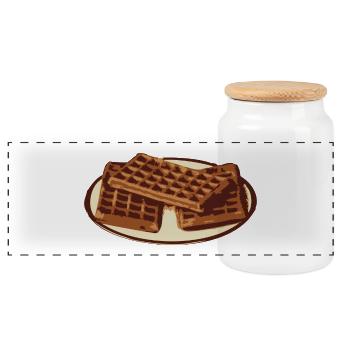 gaufres - Boîte à biscuits avec couvercle en bois - blanc - Devant