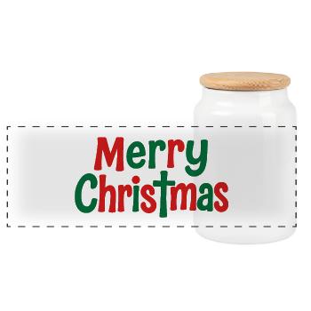 Joyeux Noël Lettrage Coloré - Boîte à biscuits avec couvercle en bois - blanc - Devant