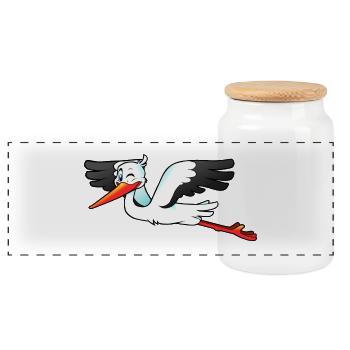 stork27 - Panorama Keksdose mit Holzdeckel - Weiß - Vorne