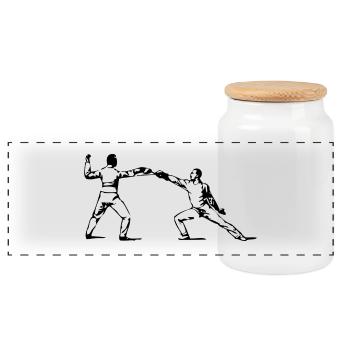fencing floret sword parry samurai9 - Panoramic Cookie Jar with Wooden Lid - white - Front