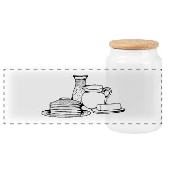pancake pancakes crepes breakfast breakfast3 - Panoramic Cookie Jar with Wooden Lid - white - Front