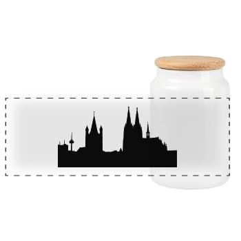 Panorama de Cologne ! Dom Köln Carnaval - Boîte à biscuits avec couvercle en bois - blanc - Devant