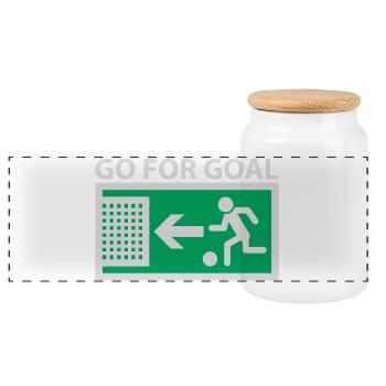 Go for Goal | Tor | Fussball | Soccer - Boîte à biscuits avec couvercle en bois - blanc - Devant