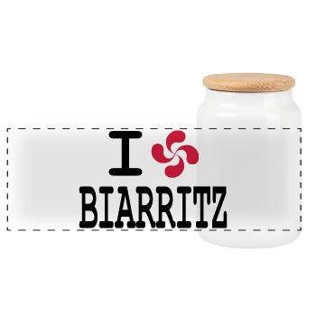 i love biarritz - lauburu - Boîte à biscuits avec couvercle en bois - blanc - Devant