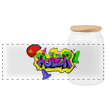 ROLLER - Boîte à biscuits avec couvercle en bois - blanc - Devant