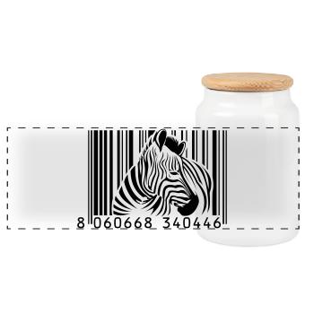Barcode Zebra - Panorama Keksdose mit Holzdeckel - Weiß - Vorne