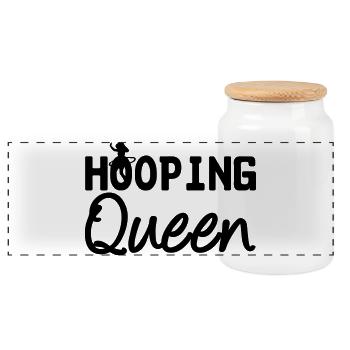 Hooping Queen Geschenk Sport Fitness - Panorama Keksdose mit Holzdeckel - Weiß - Vorne