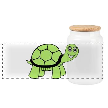 tortue - Boîte à biscuits avec couvercle en bois - blanc - Devant