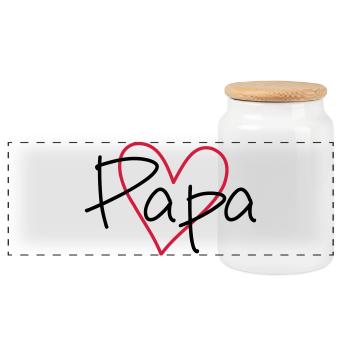 Papa Herz Geschenk Liebe Vatertag Geburtstag - Panorama Keksdose mit Holzdeckel - Weiß - Vorne