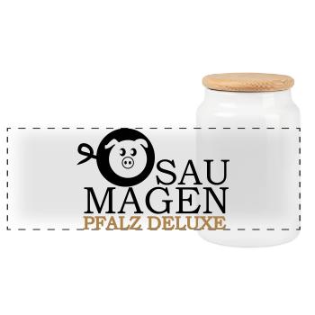 Pfalz Deluxe Saumagen - Panorama Keksdose mit Holzdeckel - Weiß - Vorne