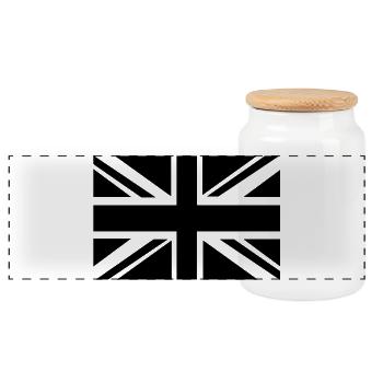 British Flag - Panoramic Cookie Jar with Wooden Lid - white - Front