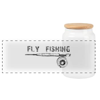 Fly fishing - Panorama Keksdose mit Holzdeckel - Weiß - Vorne