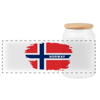 Drapeau de la Norvège / Scandinavie cadeau Oslo - Boîte à biscuits avec couvercle en bois - blanc - Devant