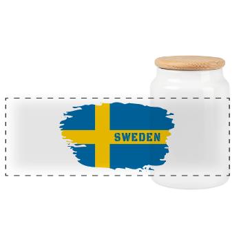Schweden Flagge / Geschenk Skandinavien Stockholm - Panorama Keksdose mit Holzdeckel - Weiß - Vorne