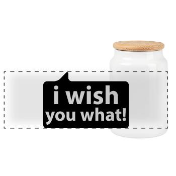 I wish you what | german phrases - Panoramic Cookie Jar with Wooden Lid - white - Front