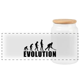 EVOLUTION HOCKEY field hockey floorball gift - Panoramic Cookie Jar with Wooden Lid - white - Front