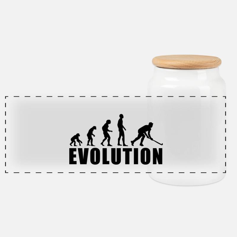 EVOLUTION HOCKEY field hockey floorball gift - Panoramic Cookie Jar with Wooden Lid - white
