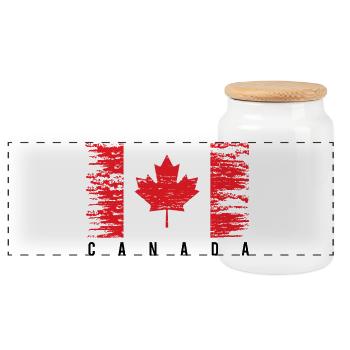 Grunge Canadian Flag - Panoramic Cookie Jar with Wooden Lid - white - Front