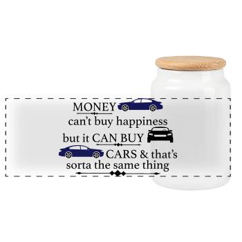 automobile - Panoramic Cookie Jar with Wooden Lid - white - Front