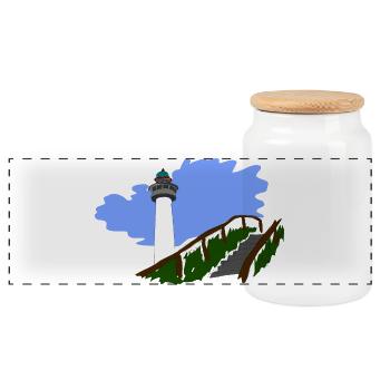 phare - Boîte à biscuits avec couvercle en bois - blanc - Devant