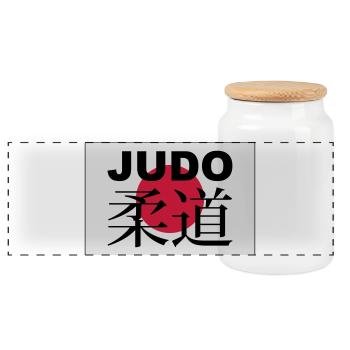 judo - Boîte à biscuits avec couvercle en bois - blanc - Devant