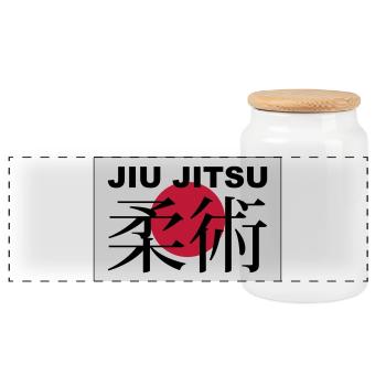 jiu jitsu - Panoramic Cookie Jar with Wooden Lid - white - Front