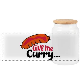 currywurst - Panoramic Cookie Jar with Wooden Lid - white - Front