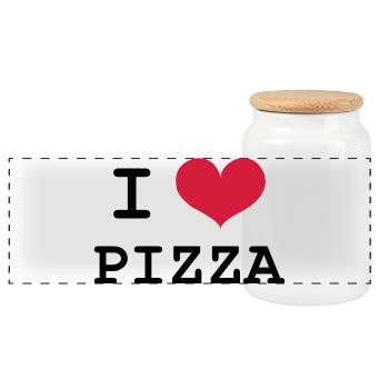I Love Pizza - Panorama Keksdose mit Holzdeckel - Weiß - Vorne