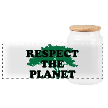 Respectons la planète - Boîte à biscuits avec couvercle en bois - blanc - Devant