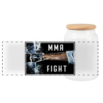MMA - Fight - Panoramic Cookie Jar with Wooden Lid - white - Front