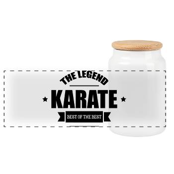 Karate The Legend - Boîte à biscuits avec couvercle en bois - blanc - Devant