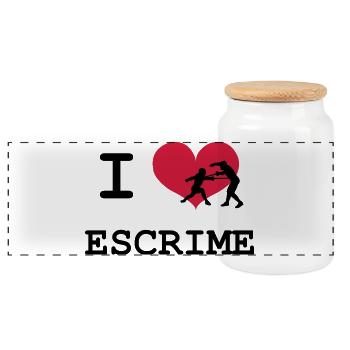 I Love Escrime - Panorama Keksdose mit Holzdeckel - Weiß - Vorne