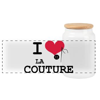 I Love la Couture - Boîte à biscuits avec couvercle en bois - blanc - Devant