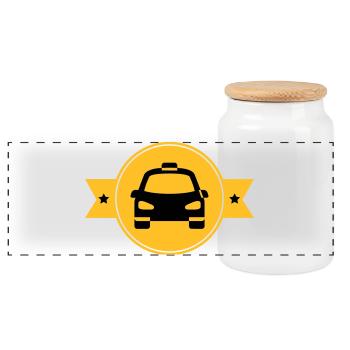 Taxi - Boîte à biscuits avec couvercle en bois - blanc - Devant