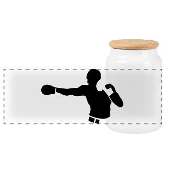 boxing - Panoramic Cookie Jar with Wooden Lid - white - Front