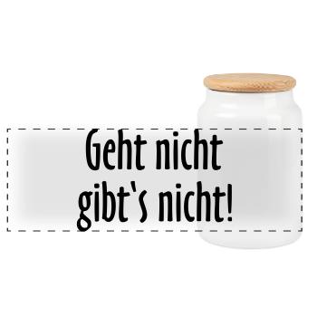 Geht nicht gibt's nicht! Handwerkerspruch Nr. 1 - Panorama Keksdose mit Holzdeckel - Weiß - Vorne