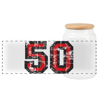 Nombre 50 Cinquante 50e Design Anniversaire - Boîte à biscuits avec couvercle en bois - blanc - Devant