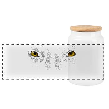 Wolf eyes - Panoramic Cookie Jar with Wooden Lid - white - Front