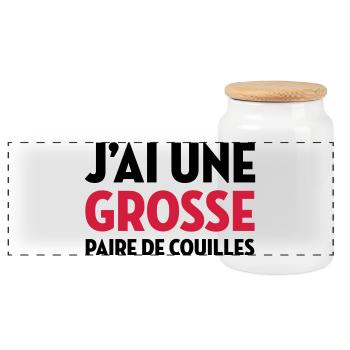 Paire de Couilles / Drague / Sexe / Courage - Boîte à biscuits avec couvercle en bois - blanc - Devant