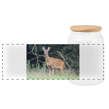 Forêt de cerfs - Boîte à biscuits avec couvercle en bois - blanc - Devant