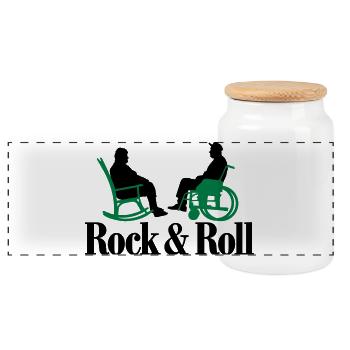 Rock n Roll 2clr New - Panoramic Cookie Jar with Wooden Lid - white - Front