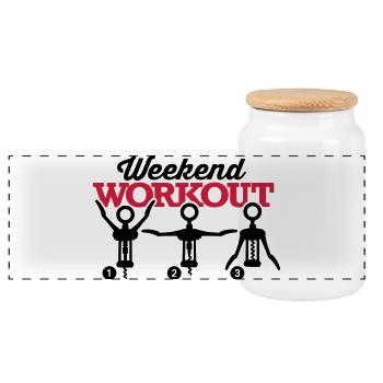 Weekend workout corkscrew - Panorama Keksdose mit Holzdeckel - Weiß - Vorne